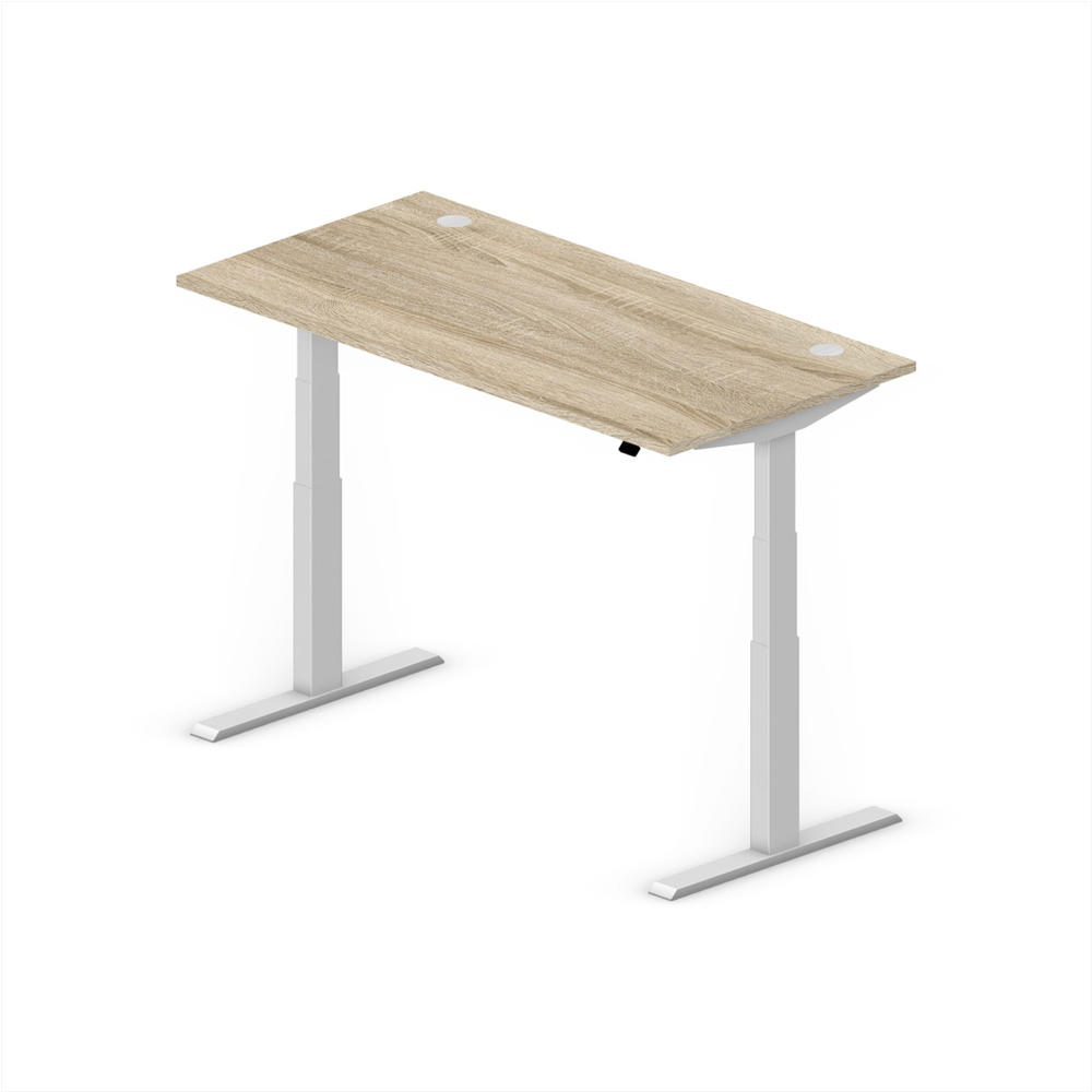 Höhenverstellbarer Schreibtisch Comfort EVO | Wildeiche | 1600 | Alusilber | 640-1300