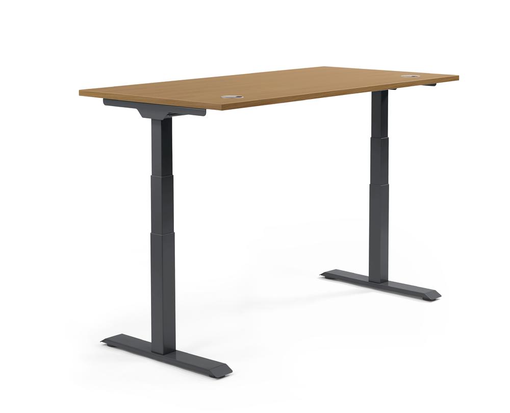 Höhenverstellbarer Schreibtisch FLEX MODUL | Nussdekor | 1200 | Schwarz