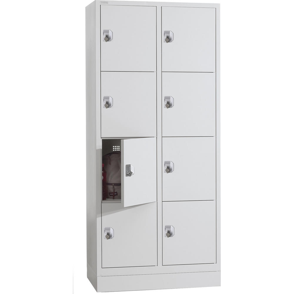 Schließfach-Stahlschrank SP PROFI mit Sockel | Lichtgrau RAL 7035 | mit Sockel | Drehriegelverschluss