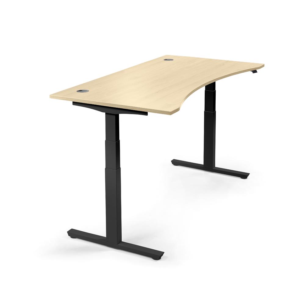 Sitz-/ Stehschreibtisch Cockpit PROFI MODUL | Ahorndekor | 2000 | Schwarz