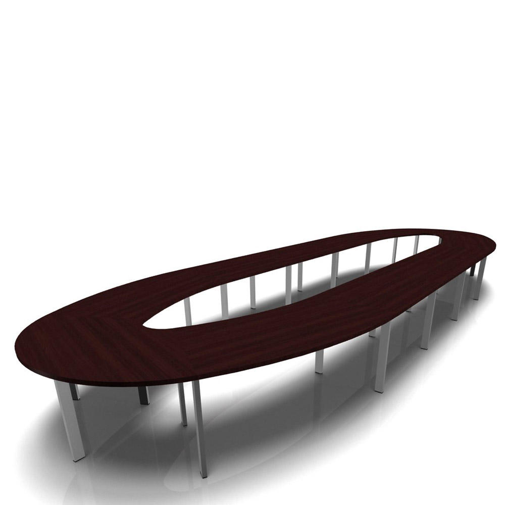Konferenztisch DELTA-ORBIS | Wenge | 9230 | Oval, 24 Sitzplätze | Alusilber RAL 9006