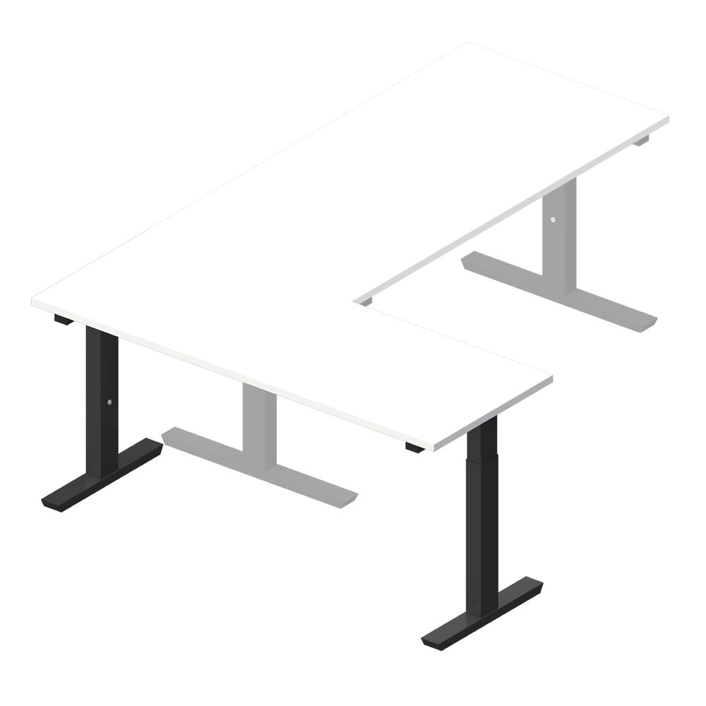 Anbautisch 1600 T-Fuß PROFI MODUL | Weiß | Tiefschwarz RAL 9005