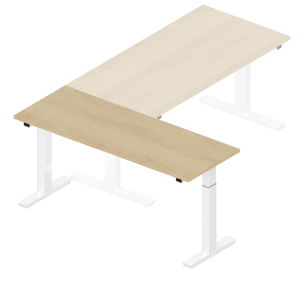 Anbautisch 1600 T-Fuß PROFI MODUL | Buchedekor | Weiß RAL 9016