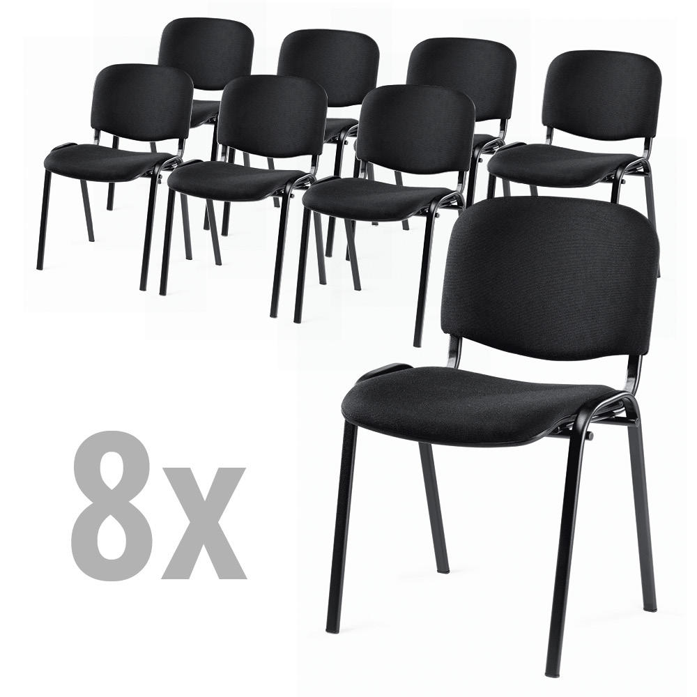 8er Set-Besucherstühle ISO | Schwarz | Schwarz
