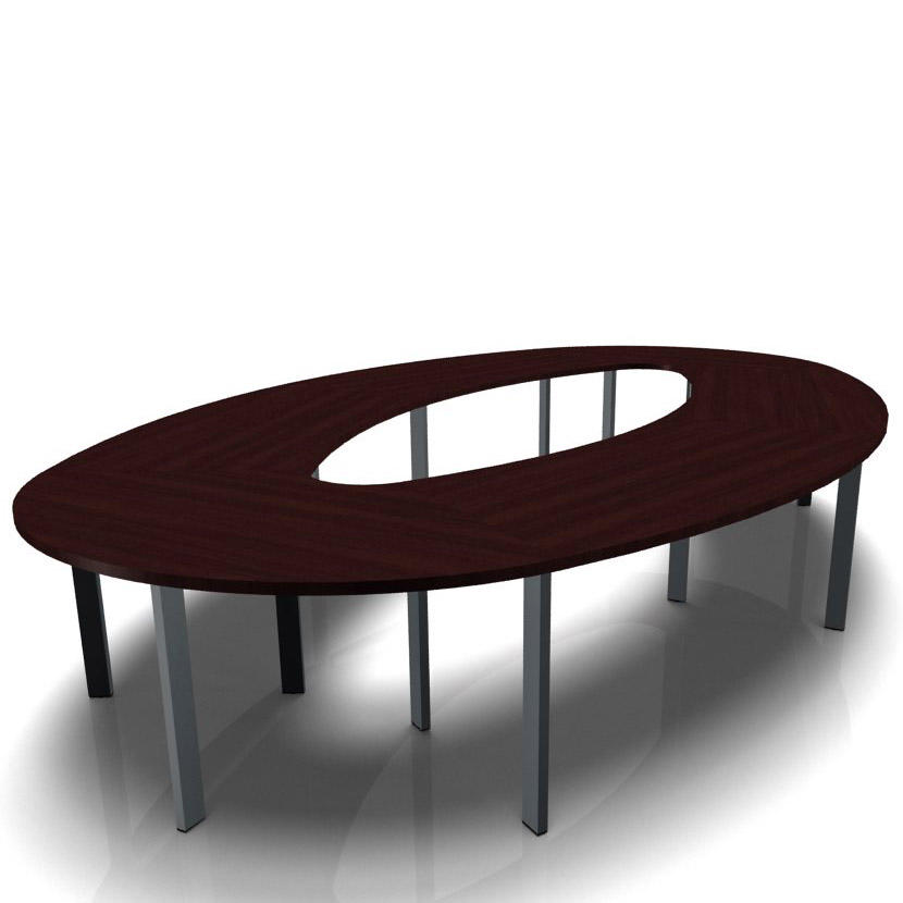 Konferenztisch DELTA-ORBIS | Wenge | 4430 | Oval, 12 Sitzplätze | Dunkelgrau RAL 7012