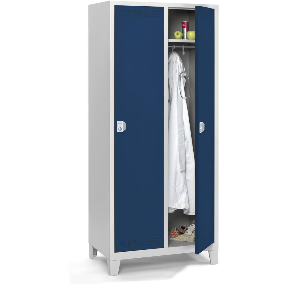 Garderoben-Stahlspind SP PROFI SYSTEM mit Füßen | Stahlblau RAL 5011 | mit Füßen | 400 | Zylinderschloss