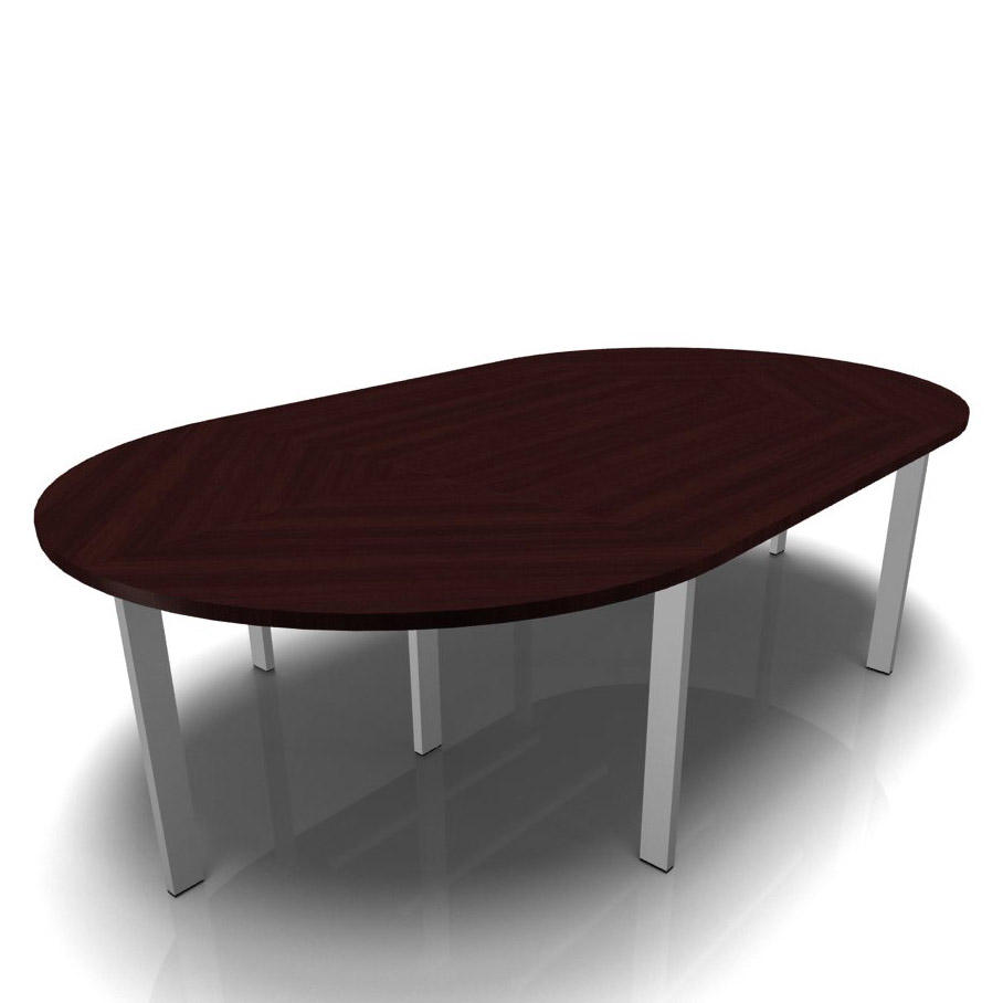 Konferenztisch DELTA-ORBIS | Wenge | 3200 | Oval, 8 Sitzplätze | Alusilber RAL 9006