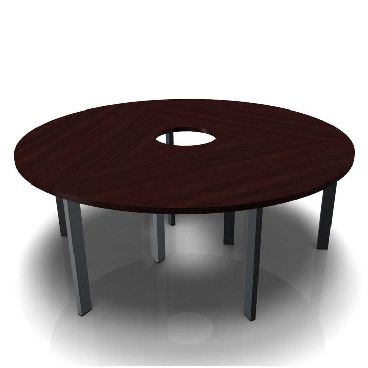 Konferenztisch DELTA-ORBIS | Wenge | 1985 | Rund, 6 Sitzplätze | Dunkelgrau RAL 7012