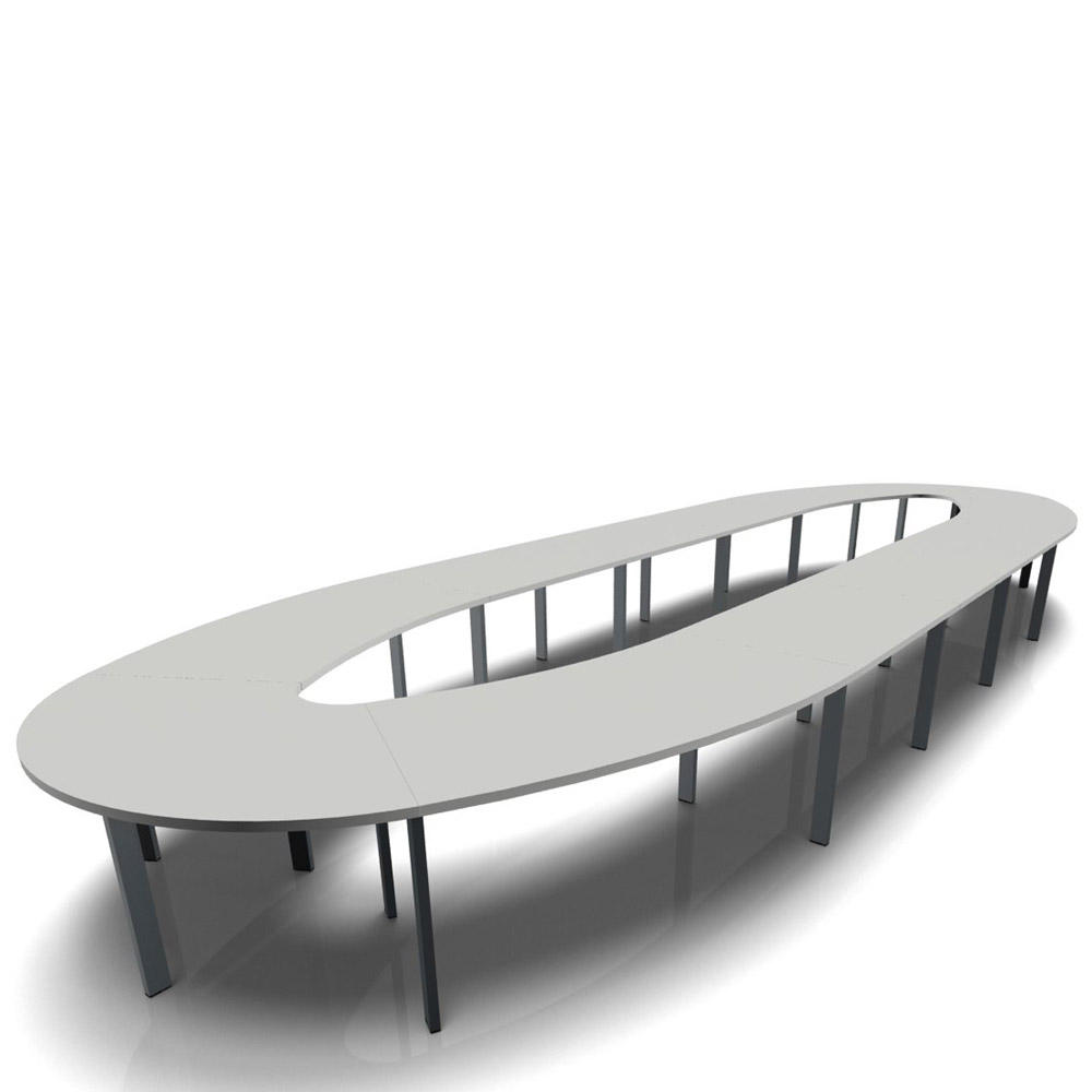 Konferenztisch DELTA-ORBIS | Lichtgrau | 9230 | Oval, 24 Sitzplätze | Dunkelgrau RAL 7012