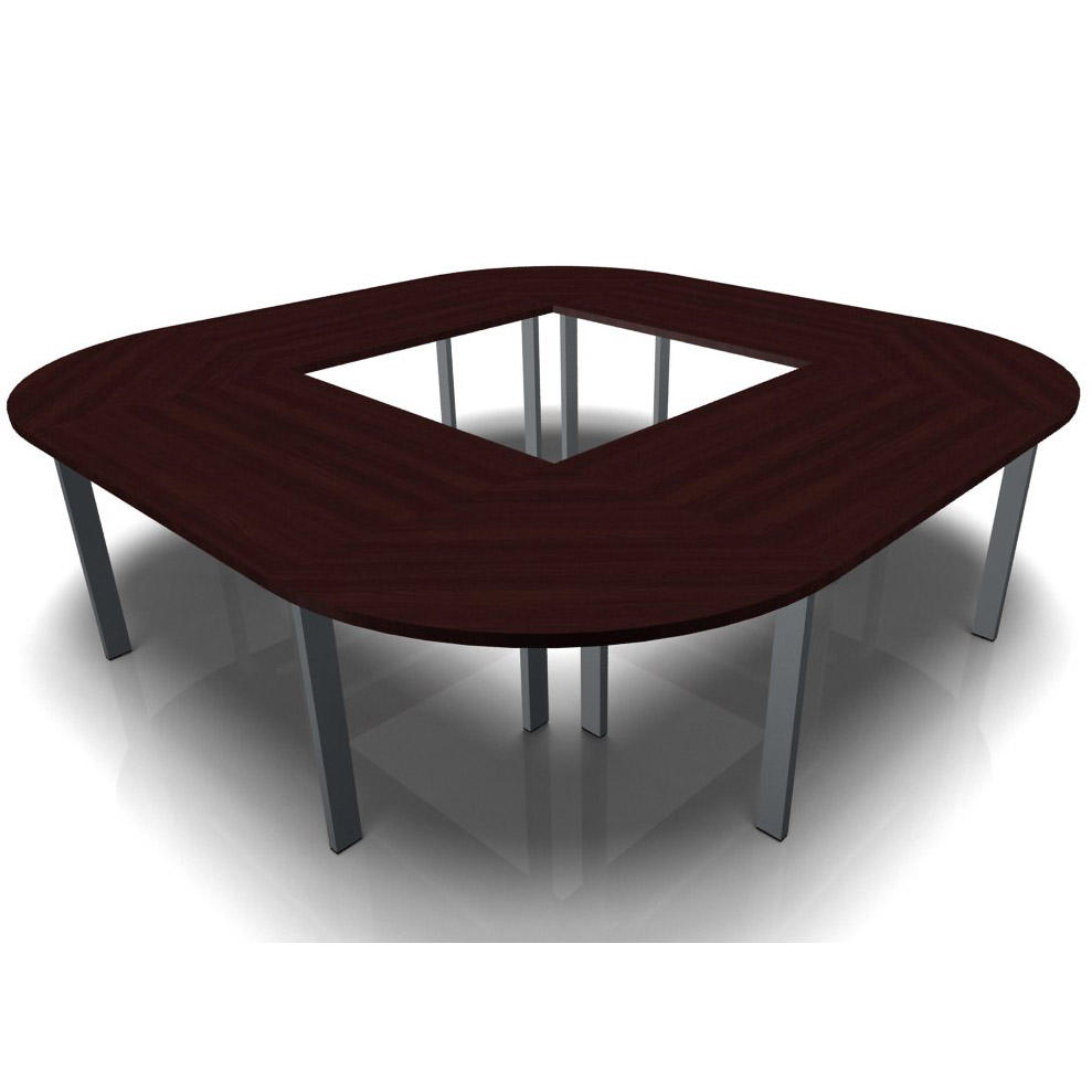 Konferenztisch DELTA-ORBIS | Wenge | 3200 | Quadratisch, 12 Sitzplätze | Dunkelgrau RAL 7012