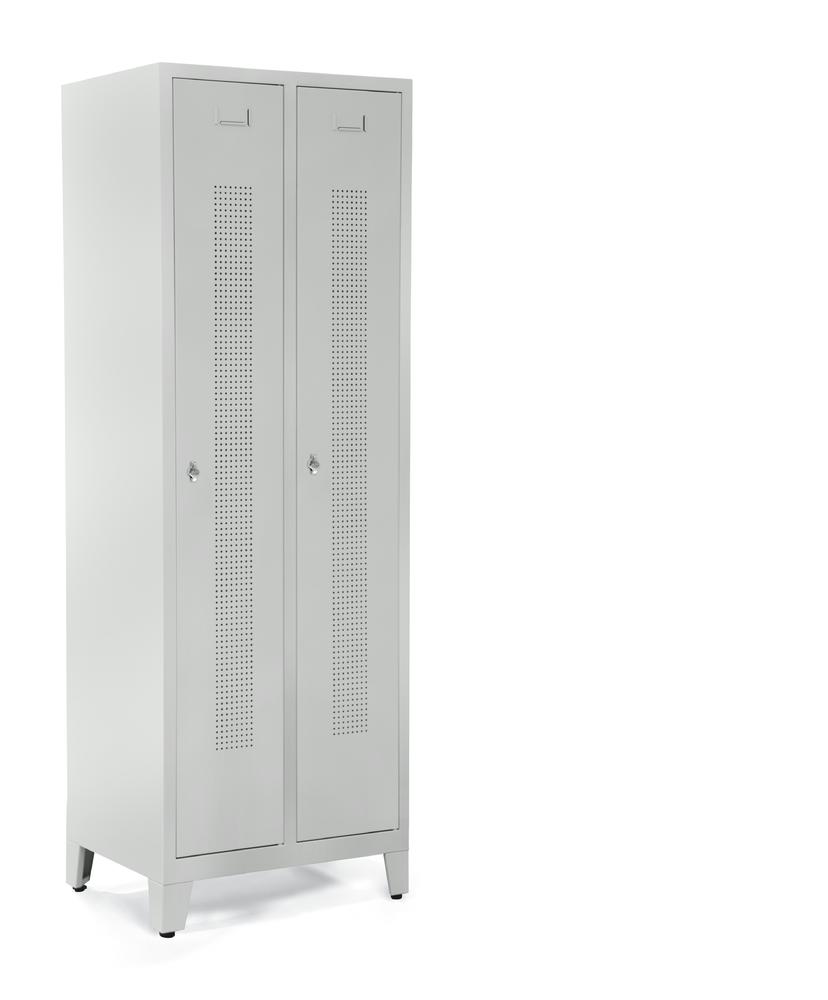 Garderobenspinde SYSTEM SP1 mit Füßen | Lichtgrau RAL 7035 | mit Füßen | 300 | Drehriegelverschluss