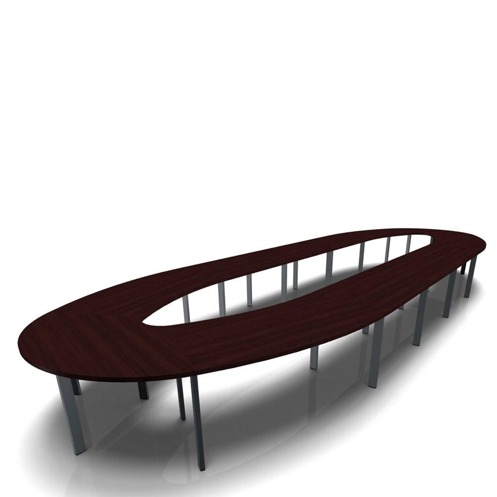 Konferenztisch DELTA-ORBIS | Wenge | 9230 | Oval, 24 Sitzplätze | Dunkelgrau RAL 7012