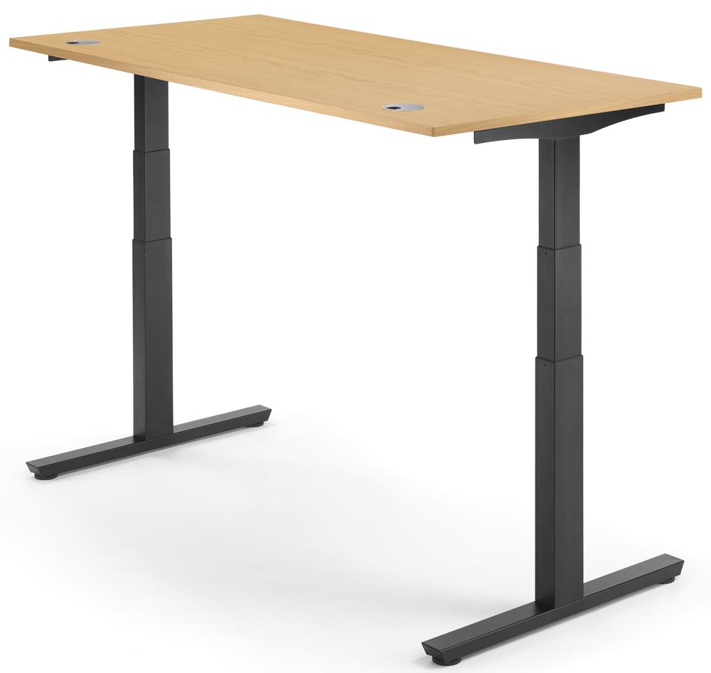 Höhenverstellbarer Schreibtisch COMFORT II PROFI MODUL | Buchedekor | 1600 | Schwarz