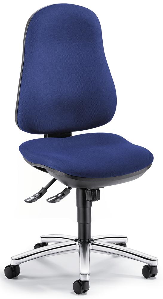 Bürostuhl COMFORT I ohne Armlehnen | Blau | Verchromt | ohne Armlehnen (optional)