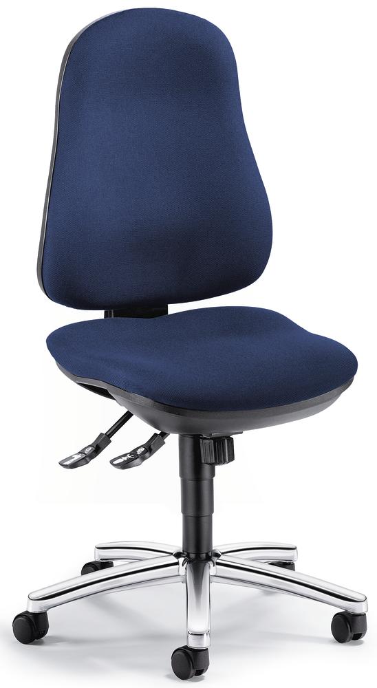 Bürostuhl COMFORT I ohne Armlehnen | Dunkelblau | Verchromt | ohne Armlehnen (optional)