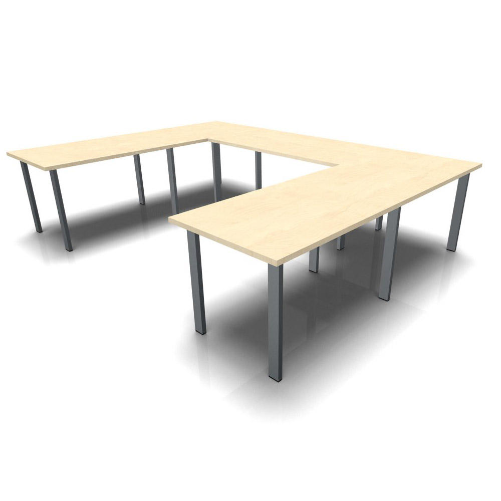 Konferenztisch DELTA-ORBIS | Ahorndekor | 3200 | U-Form eckig, 12 Sitzplätze | Dunkelgrau RAL 7012