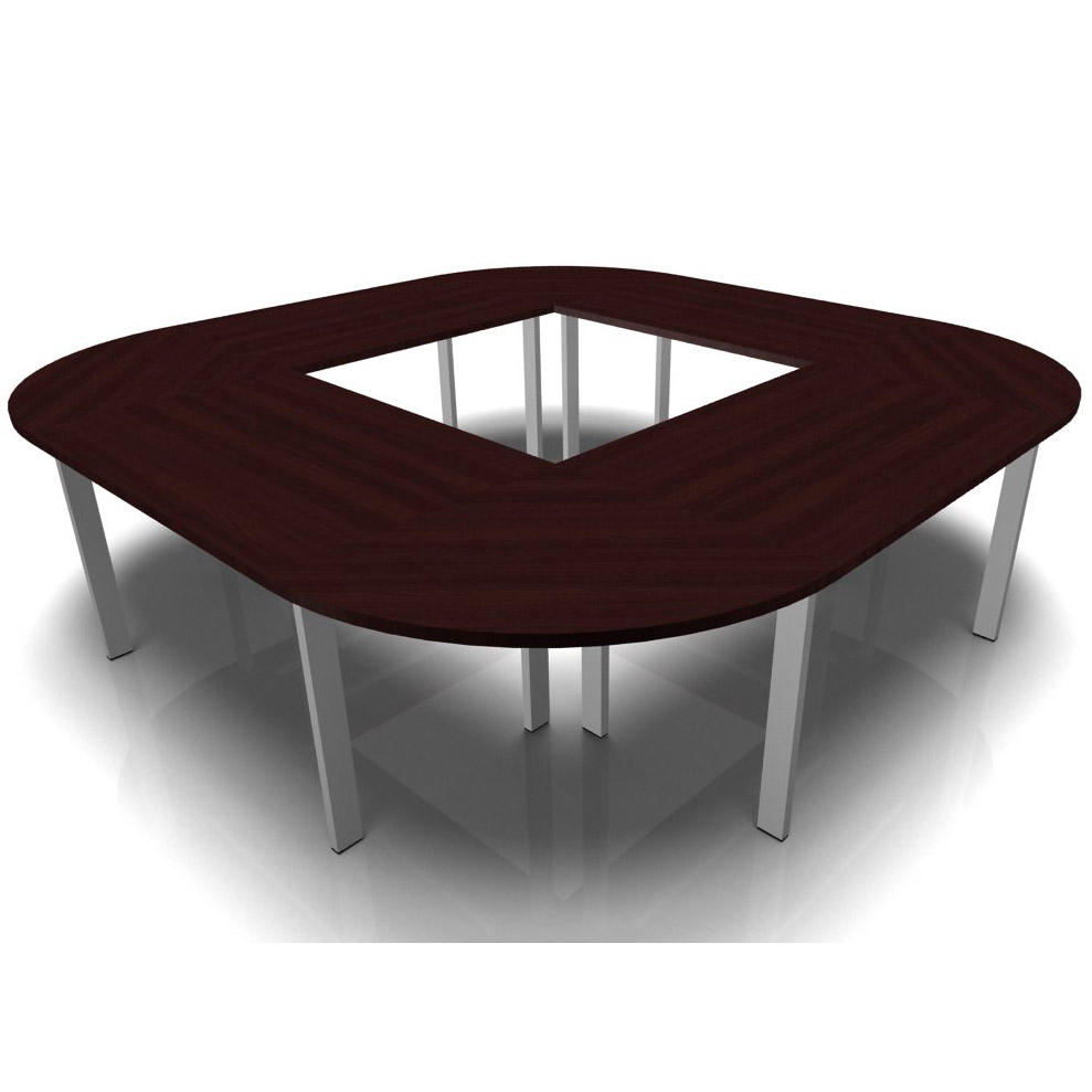 Konferenztisch DELTA-ORBIS | Wenge | 3200 | Quadratisch, 12 Sitzplätze | Alusilber RAL 9006