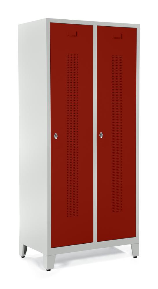 Garderobenspinde SYSTEM SP1 mit Füßen | Rubinrot RAL 3003 | mit Füßen | 400 | Drehriegelverschluss