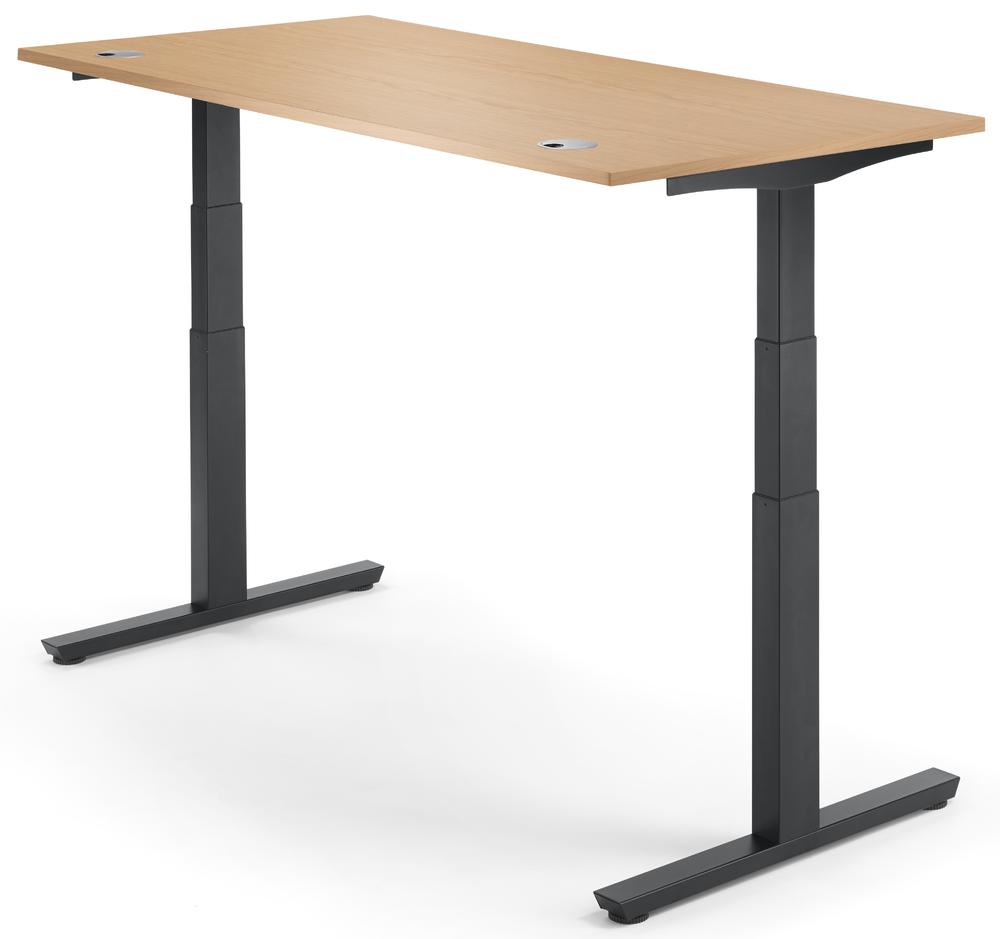 Höhenverstellbarer Schreibtisch PROFI MODUL | Nussdekor | 1600 | Schwarz
