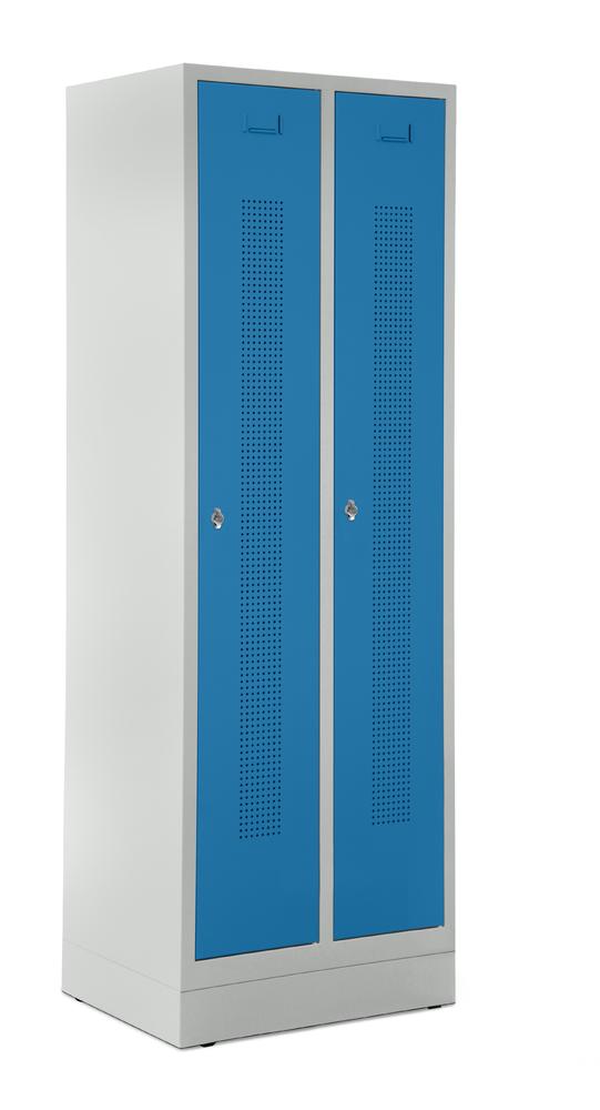 Garderobenspinde SYSTEM SP1 mit Sockel | Lichtblau RAL 5012 | mit Sockel | 300 | Drehriegelverschluss