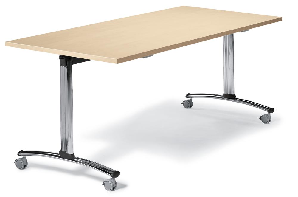 Klapptisch MODUL mit Rollen | Ahorndekor | 1400 | Verchromt