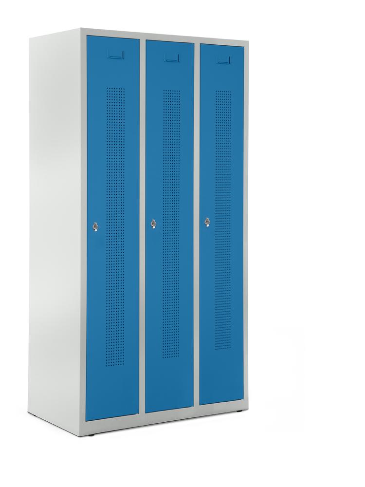 Garderobenspinde SYSTEM SP1 bodenstehend | Lichtblau RAL 5012 | Bodenstehend | 300 | Drehriegelverschluss