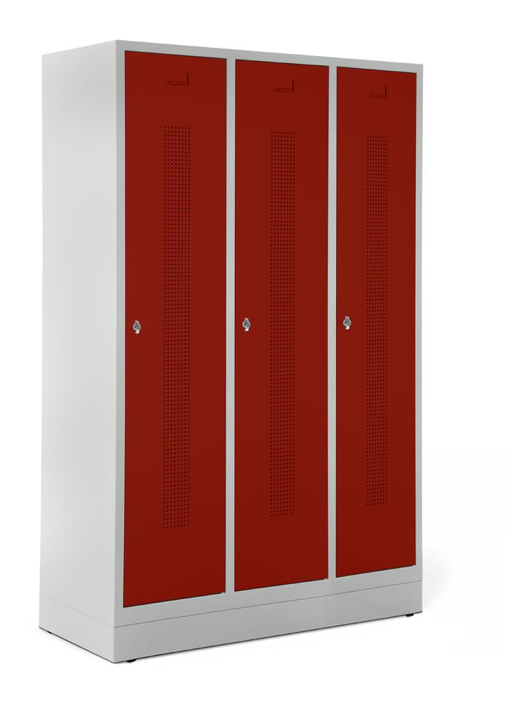 Garderobenspinde SYSTEM SP1 mit Sockel | Rubinrot RAL 3003 | mit Sockel | 400 | Drehriegelverschluss