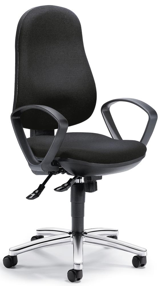 Bürostuhl COMFORT I mit Armlehnen | Schwarz | Verchromt | feste Armlehnen