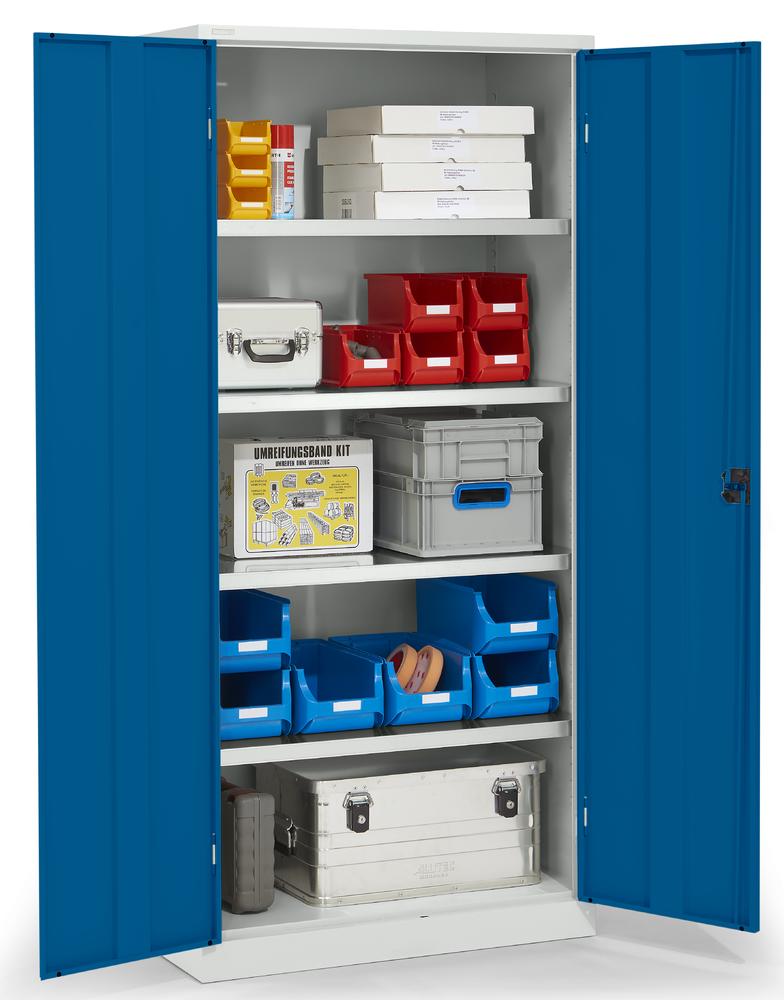 Flügeltüren-Materialschrank aus Stahl | Enzianblau RAL 5010 | 920