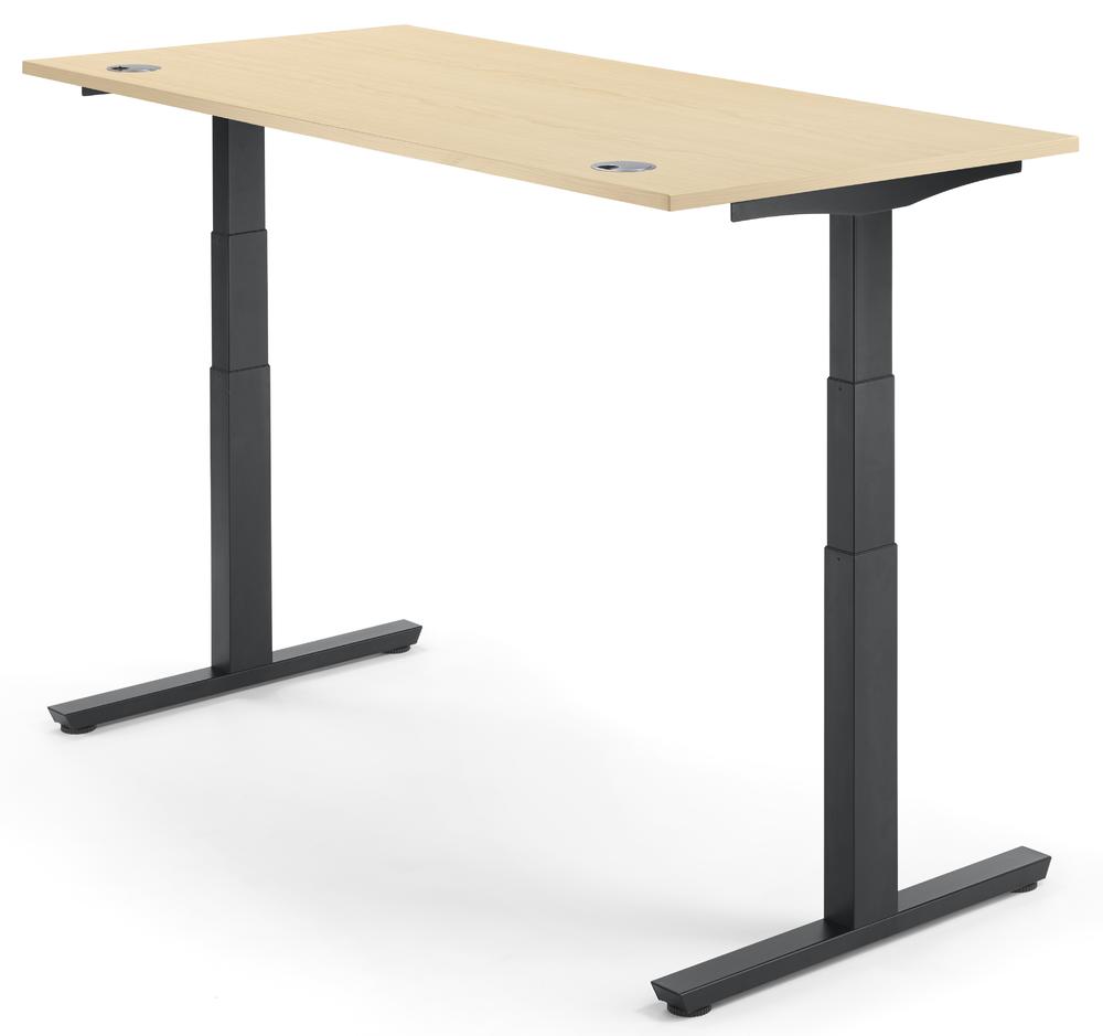 Höhenverstellbarer Schreibtisch COMFORT II PROFI MODUL | Ahorndekor | 2000 | Schwarz