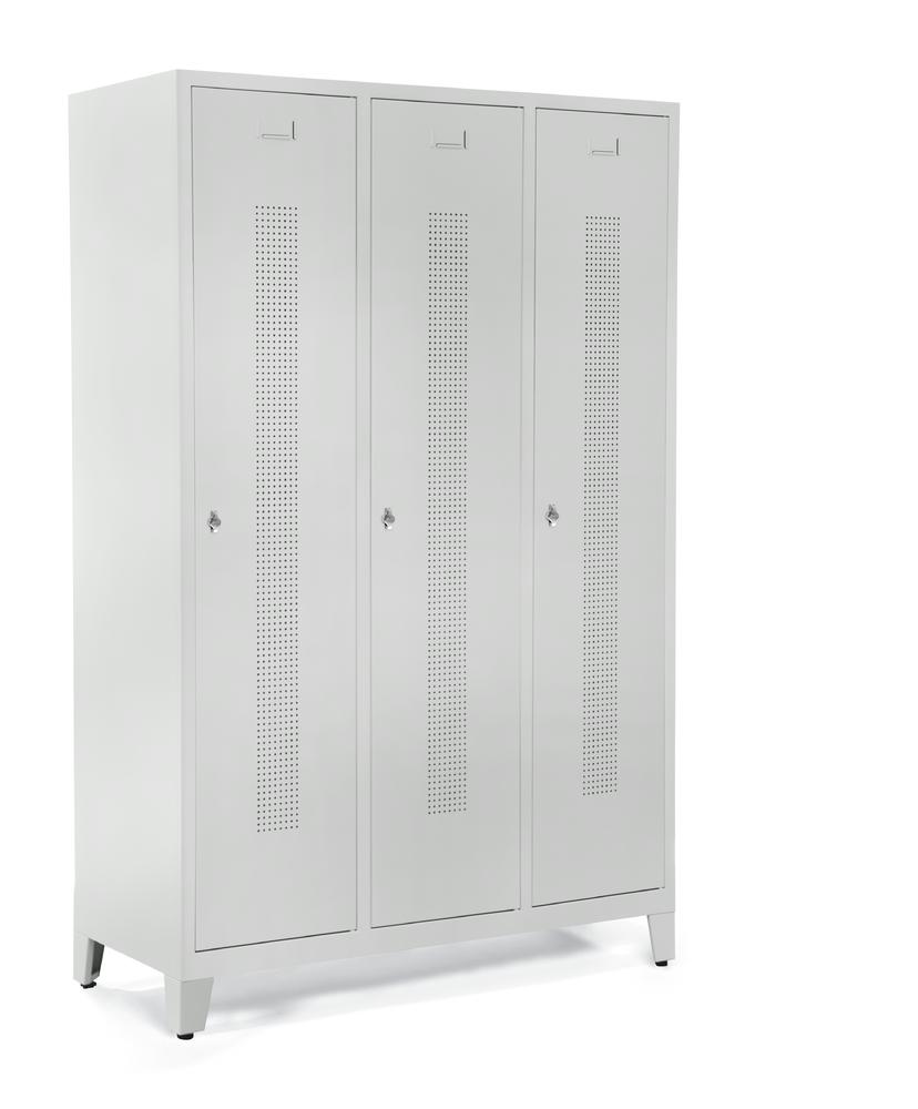 Garderobenspinde SYSTEM SP1 mit Füßen | Lichtgrau RAL 7035 | mit Füßen | 400 | Drehriegelverschluss