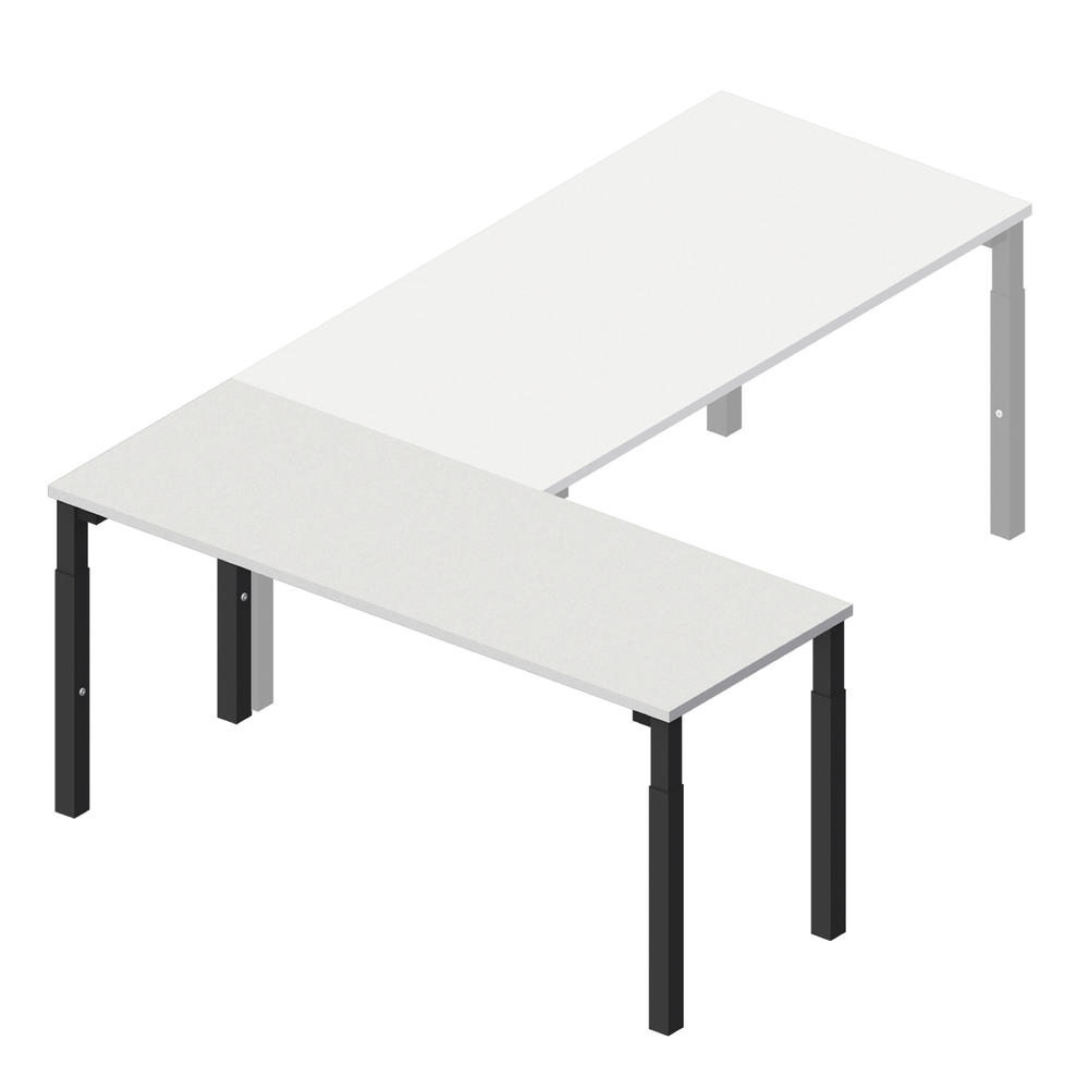 Anbautisch 1600 4-Fuß PROFI MODUL | Lichtgrau | Tiefschwarz RAL 9005