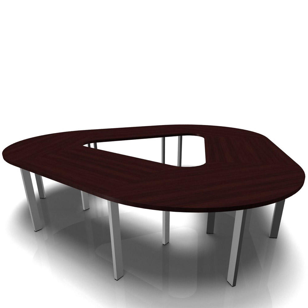 Konferenztisch DELTA-ORBIS | Wenge | 3285 | Dreieckig, 12 Sitzplätze | Alusilber RAL 9006