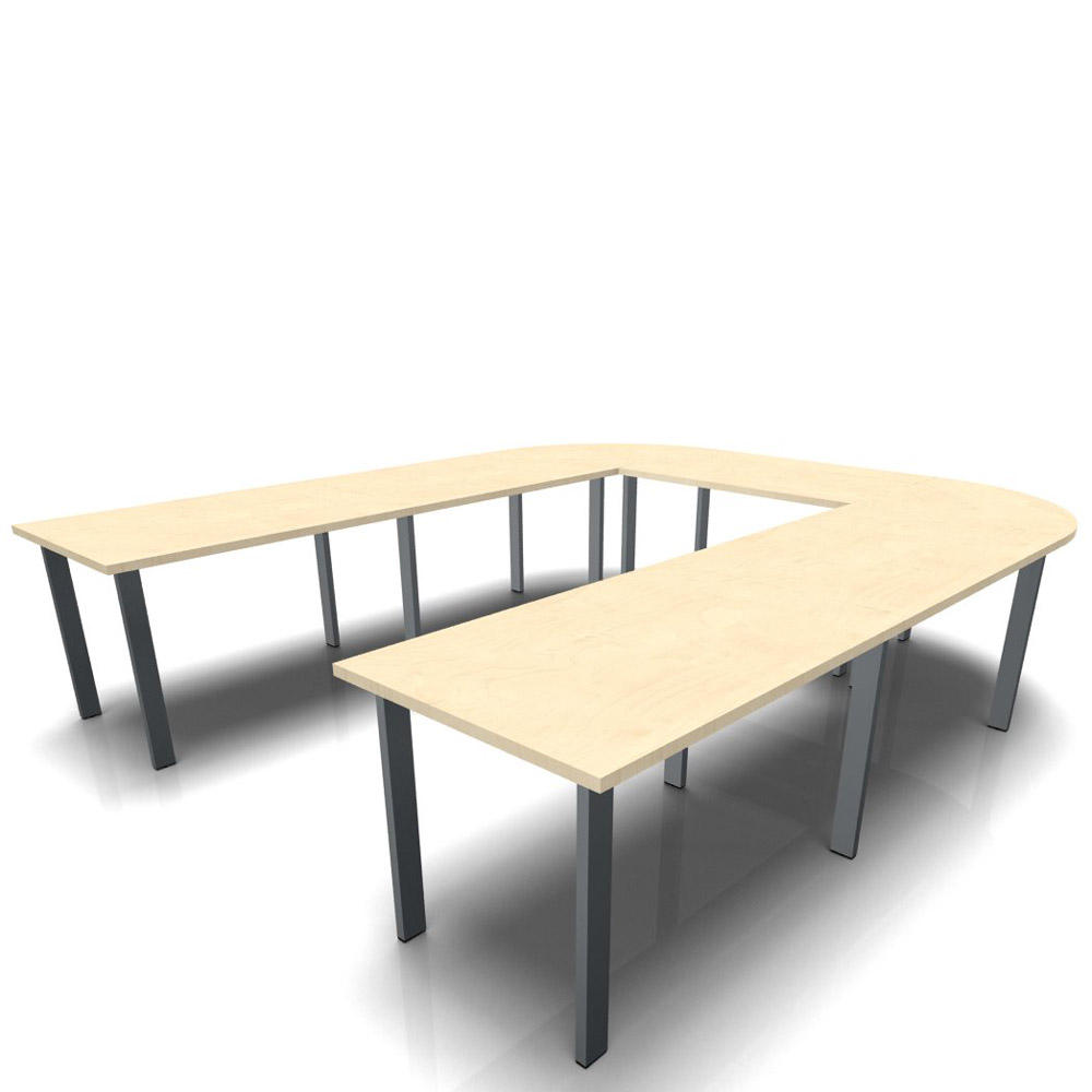 Konferenztisch DELTA-ORBIS | Ahorndekor | 4000 | U-Form, 12 Sitzplätze | Dunkelgrau RAL 7012