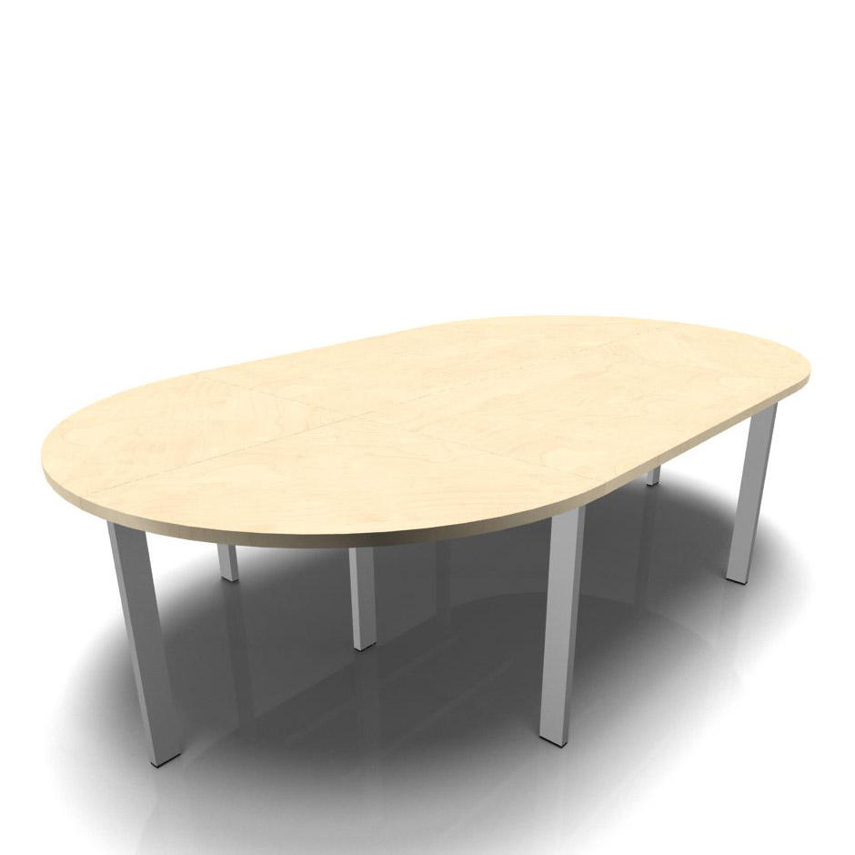 Konferenztisch DELTA-ORBIS | Ahorndekor | 3200 | Oval, 8 Sitzplätze | Alusilber RAL 9006