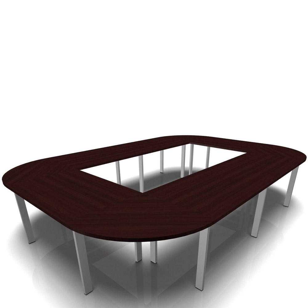 Konferenztisch DELTA-ORBIS | Wenge | 4800 | Rechteckig, 16 Sitzplätze | Alusilber RAL 9006