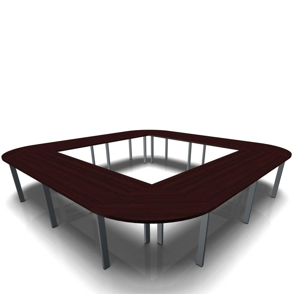 Konferenztisch DELTA-ORBIS | Wenge | 4800 | Quadratisch, 20 Sitzplätze | Dunkelgrau RAL 7012