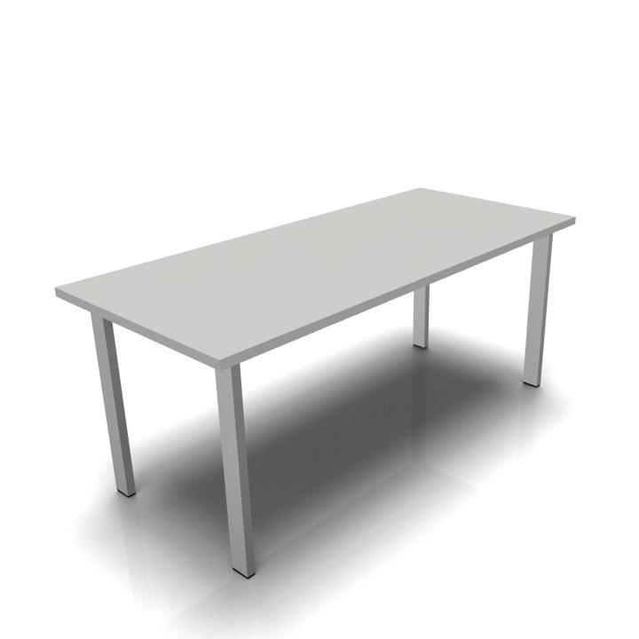 Konferenztisch DELTA-ORBIS | Lichtgrau | 1600 | Rechteckig, 4 Sitzplätze | Alusilber RAL 9006