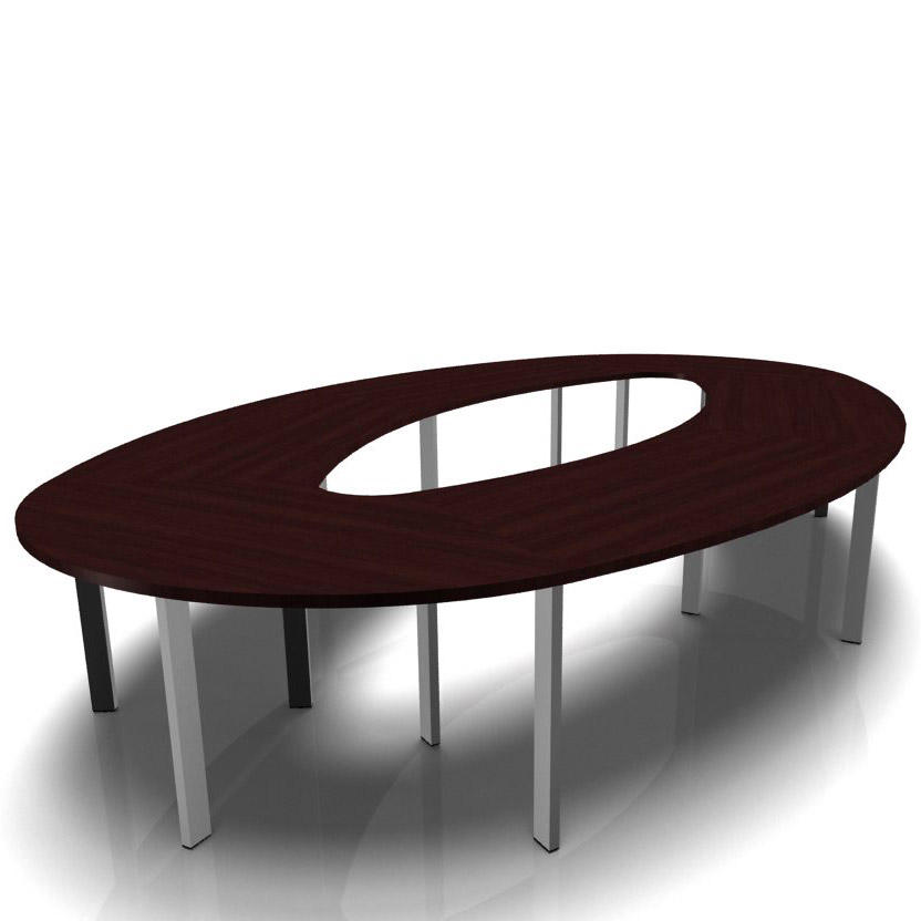 Konferenztisch DELTA-ORBIS | Wenge | 4430 | Oval, 12 Sitzplätze | Alusilber RAL 9006