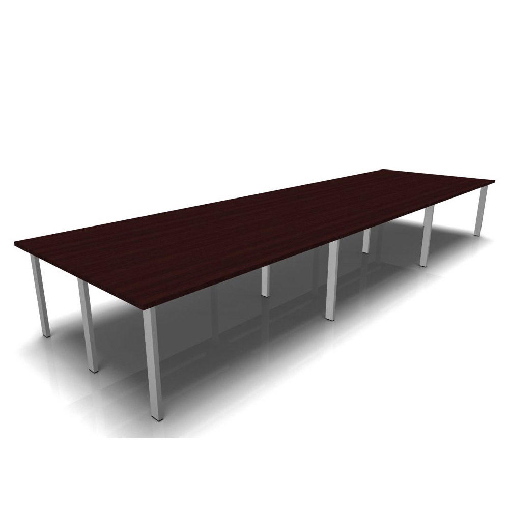 Konferenztisch DELTA-ORBIS | Wenge | 4800 | Rechteckig, 16 Sitzplätze | Alusilber RAL 9006