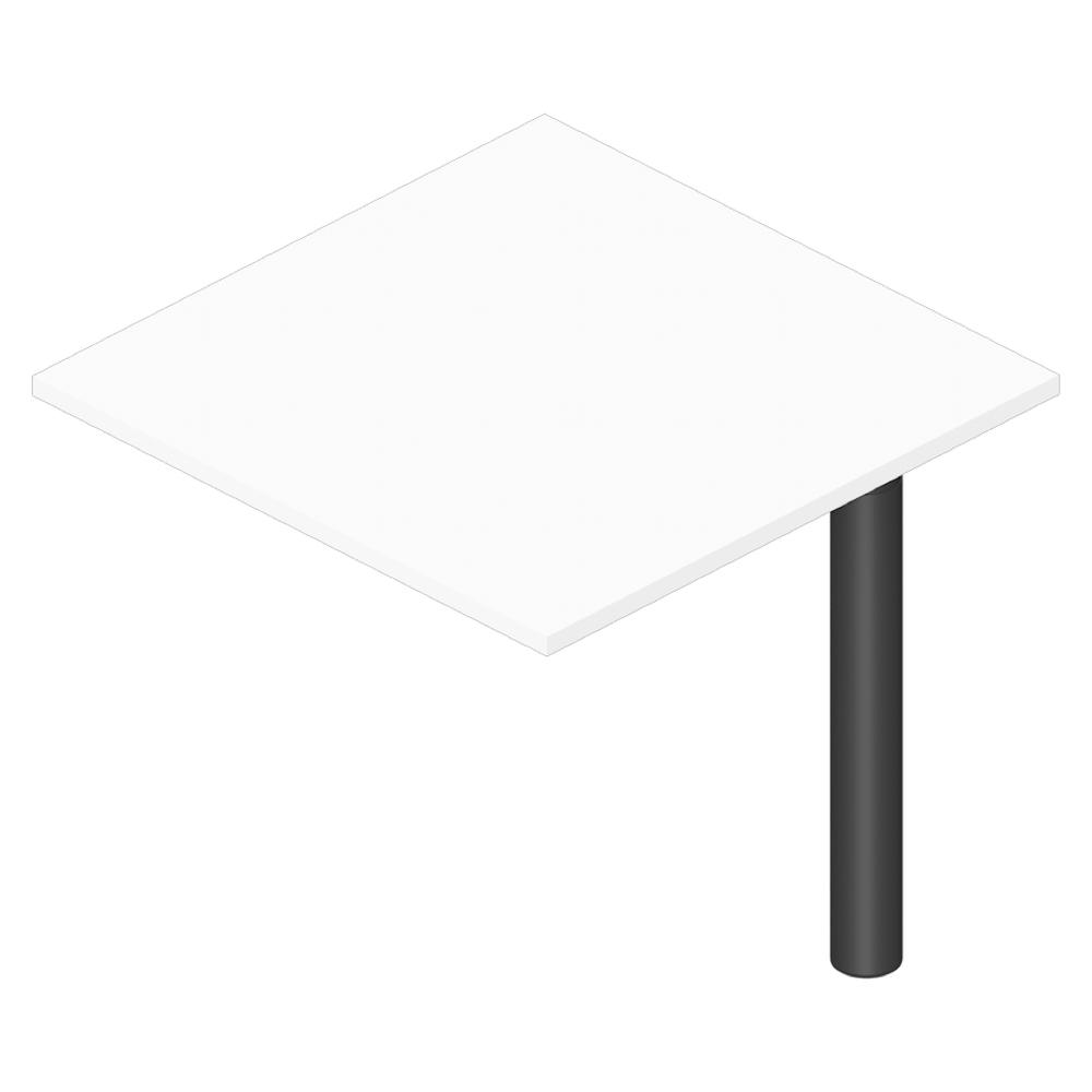 Verkettungsplatte Quadrat 800 PROFI MODUL | Weiß | Stützfuß Schwarz