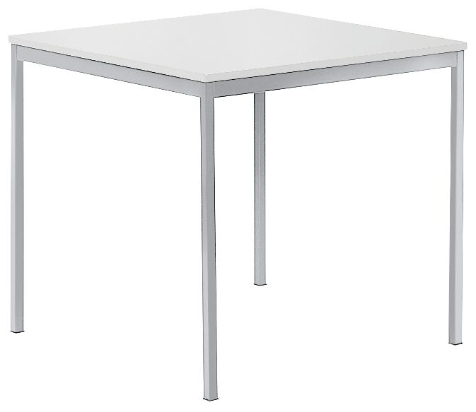 Konferenztisch BASE-MODUL | Weiß | 800 | 800 | Alusilber RAL 9006 | Quadrat