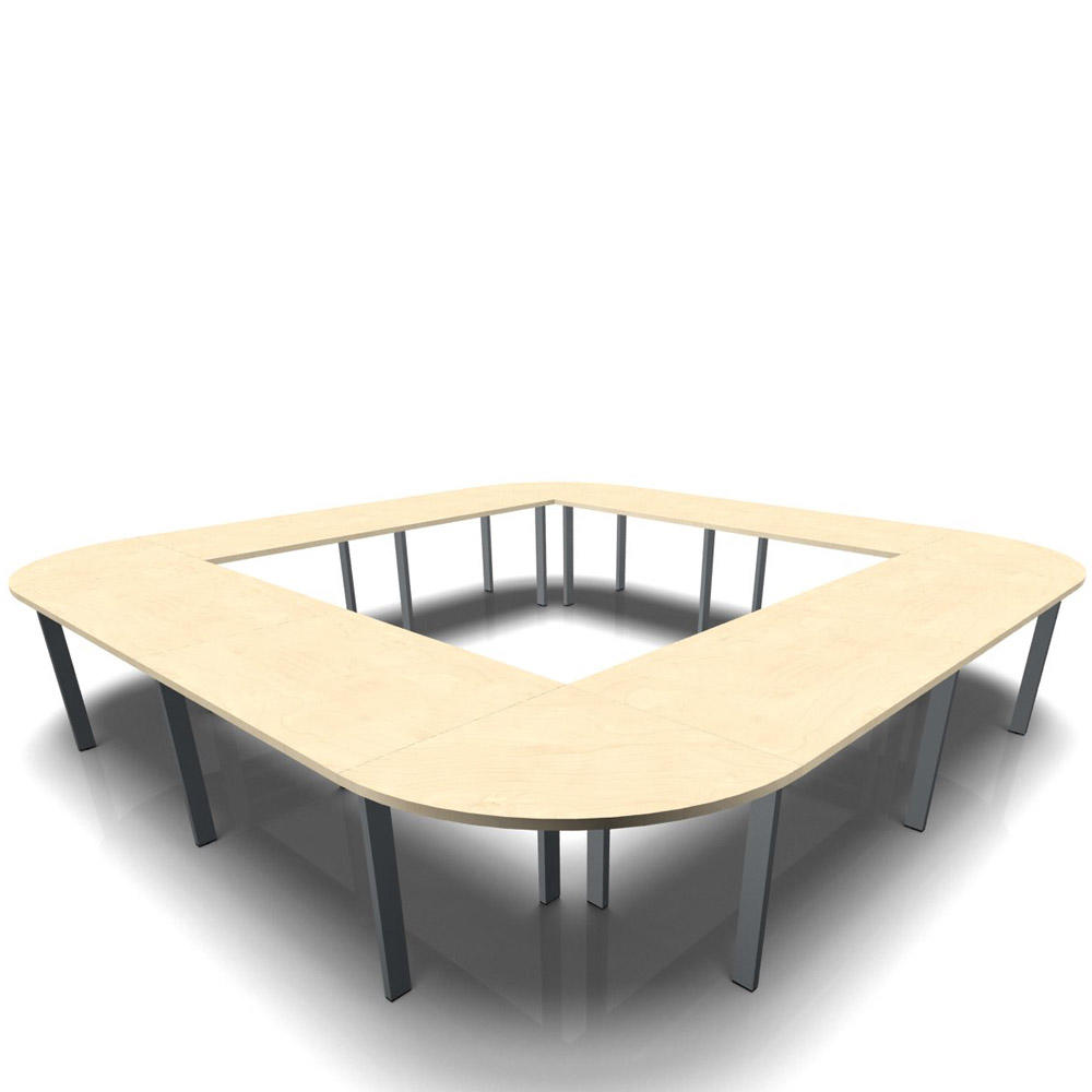 Konferenztisch DELTA-ORBIS | Ahorndekor | 4800 | Quadratisch, 20 Sitzplätze | Dunkelgrau RAL 7012