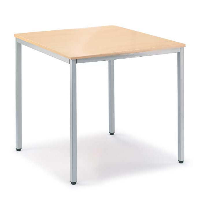 Konferenztisch BASE-MODUL | Buchedekor | 800 | 800 | Alusilber RAL 9006 | Quadrat