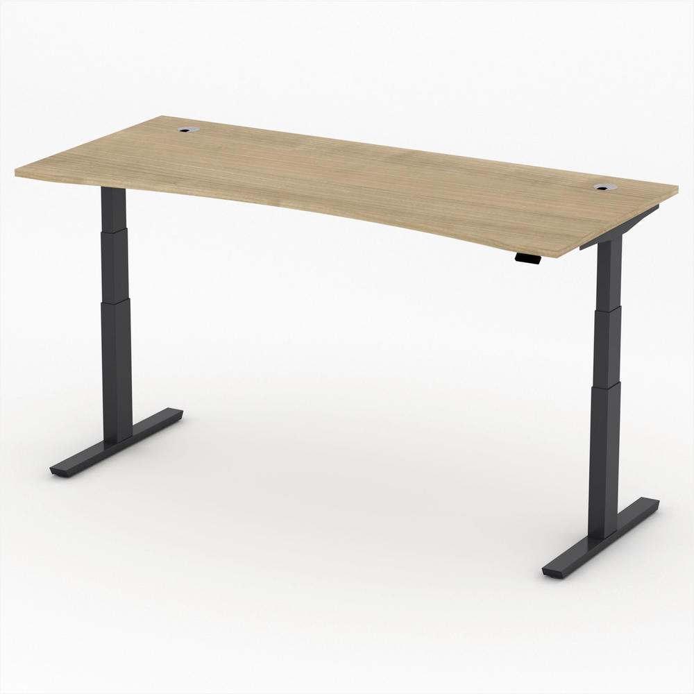 Sitz-/ Stehschreibtisch Cockpit PROFI MODUL | Nussdekor | 1800 | Schwarz