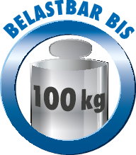 bei gleichmäßig verteilter Last bis 100 kg belastbar. bei gleichmäßig verteilter Last bis 100 kg belastbar.