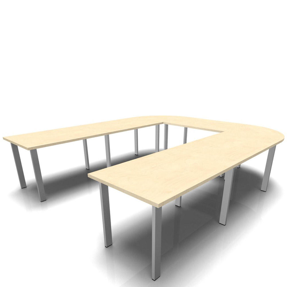 Konferenztisch DELTA-ORBIS | Ahorndekor | 4000 | U-Form, 12 Sitzplätze | Alusilber RAL 9006