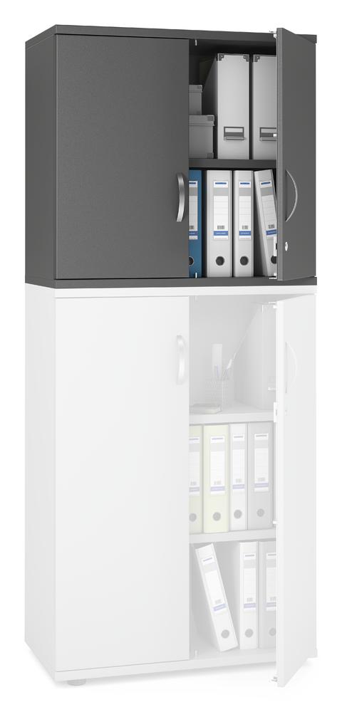 Flügeltüren-Aufsatzschrank PROFI MODUL | Anthrazit | 800 | 750 mm (2 OH)