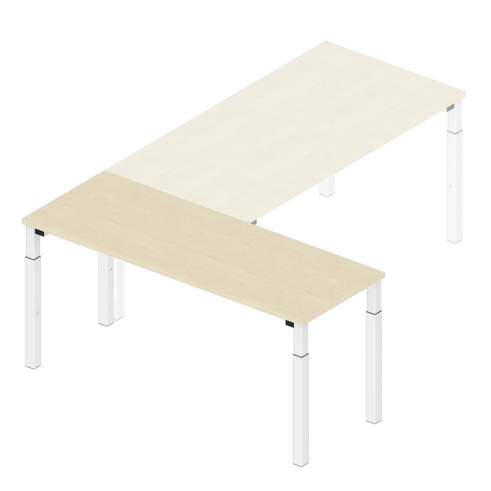 Anbautisch 1600 4-Fuß PROFI MODUL | Ahorndekor | Weiß RAL 9016