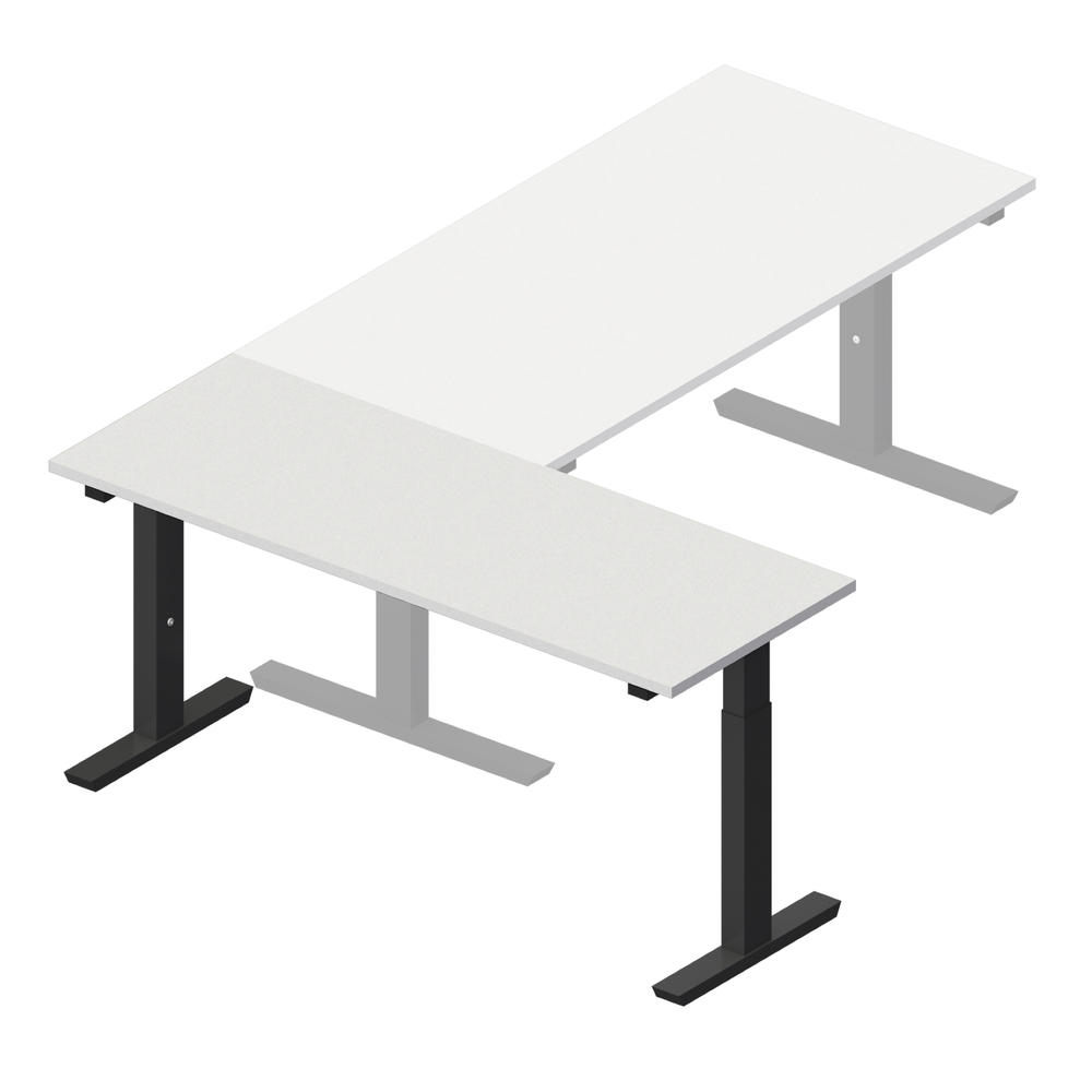 Anbautisch 1600 T-Fuß PROFI MODUL | Lichtgrau | Tiefschwarz RAL 9005